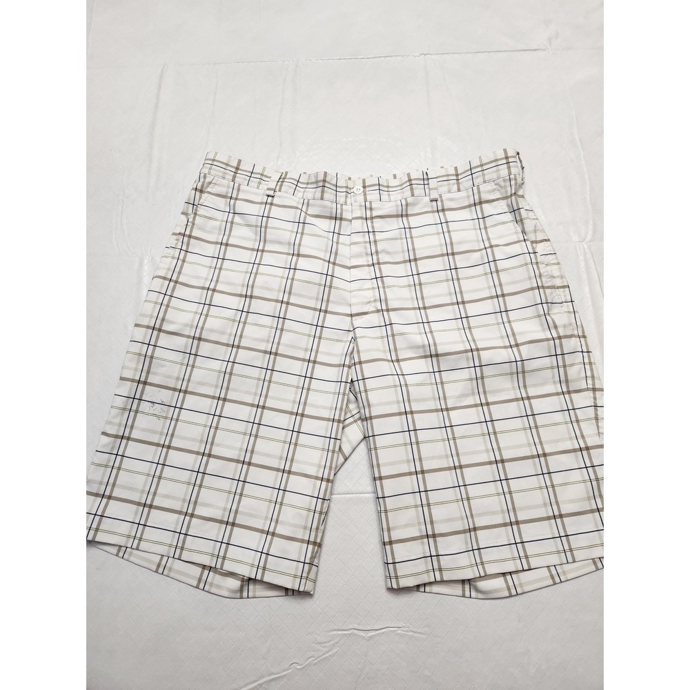Nike Golf Shorts Mens 38 White‎ Plaid Dri-Fit Performance Lightweight Stain Read